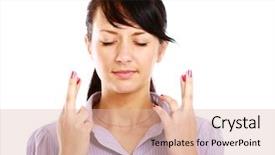  Presentation with superstition - Theme featuring superstition - portrait of superstitious young female background and a lemonade colored foreground