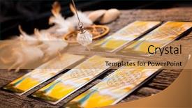  Presentation with fortune teller - Slide deck with superstition - tarot cards and other fortune background and a coral colored foreground