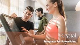  Presentation with treadmill - PPT layouts with supervised by a professional personal background and a coral colored foreground