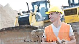  Presentation with vertical dome construction - Presentation theme consisting of looking away at construction site background and a coral colored foreground