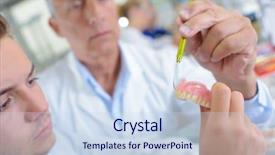  Presentation with dental biomaterial - PPT theme consisting of supervisor observing male dental technician background and a sky blue colored foreground