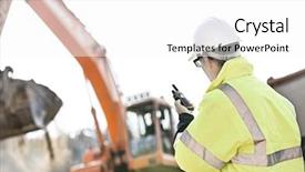  Presentation with walkie talkie - Slide deck having supervisor using walkie-talkie background and a white colored foreground