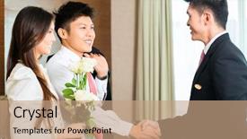  Presentation with luxury hotel - Presentation theme consisting of supervisor welcome arriving vip guests background and a coral colored foreground