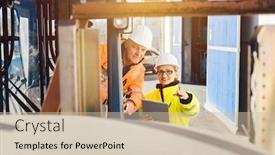  Presentation with forklift - PPT layouts consisting of supervisor-woman-instructing-forklift-driver background and a soft green colored foreground