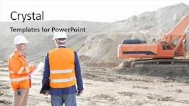  Presentation with plain blue clear sky - Presentation theme consisting of supervisors standing at construction site background and a white colored foreground