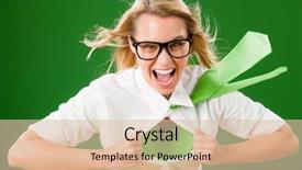  Presentation with superhero businesswoman - Presentation theme consisting of superwoman - green superhero businesswoman crazy face background and a lemonade colored foreground
