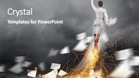  Presentation with sky - Slide deck consisting of superwoman - image of businesswoman flying up background and a  colored foreground