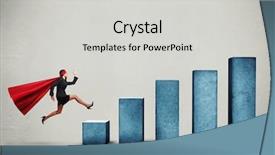  Presentation with superhero businesswoman - Slide set featuring superwoman - purposeful businesswoman in superhero cloak background and a light gray colored foreground