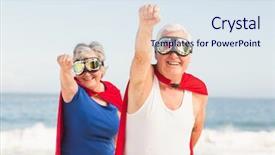  Presentation with superman - Amazing presentation having superwoman - senior couple wearing superman costume backdrop and a sky blue colored foreground