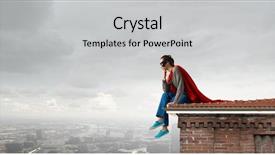  Presentation with super woman women power - Beautiful presentation theme featuring superwoman - she is super woman mixed backdrop and a light gray colored foreground