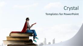  Presentation with super woman women power - Slides having superwoman - she is super woman mixed background and a sky blue colored foreground