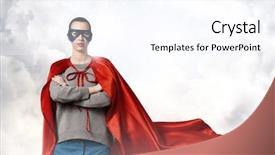  Presentation with super woman women power - Slide deck consisting of superwoman - she is super woman background and a cool aqua colored foreground