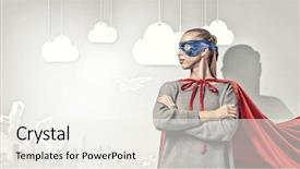  Presentation with woman - Beautiful PPT layouts featuring superwoman - she is super woman backdrop and a sky blue colored foreground