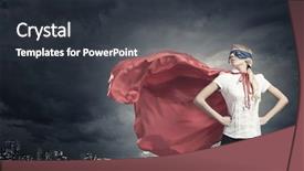  Presentation with confident - Slides enhanced with superwoman - young confident woman in red background and a dark gray colored foreground