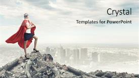  Presentation with confident - PPT theme consisting of superwoman - young confident woman in red background and a sky blue colored foreground