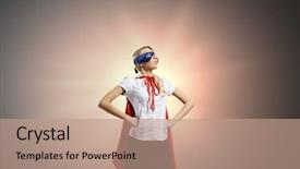  Presentation with hero woman - Slide deck consisting of superwoman - young confident woman in super background and a coral colored foreground