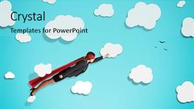  Presentation with red blue - PPT theme consisting of superwoman in red mask background and a arctic colored foreground
