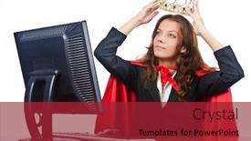  Presentation with crown - Theme consisting of superwoman worker with crown working in office background and a red colored foreground