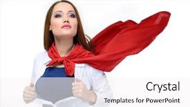  Presentation with super girl - Amazing PPT theme having superwoman young pretty woman opening backdrop and a white colored foreground