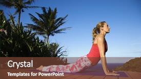  Presentation with vertical - Slides consisting of supine - attractive young woman in red background and a  colored foreground