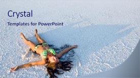  Presentation with surface chemistry - Theme consisting of supine - girl on snowy salt surface background and a  colored foreground