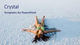  Presentation with volcano and erthcuake surface - Slides having supine - girl on snowy salt surface background and a  colored foreground