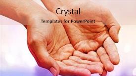  Presentation with pale male hawk - PPT theme having supine - male hands with skin crease background and a coral colored foreground