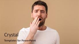  Presentation with young man on the phone - Slide set featuring supine - portrait of a tired young background and a coral colored foreground