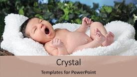  Presentation with baby birthday baloons - PPT theme enhanced with supine - tiny baby big yawn background and a coral colored foreground