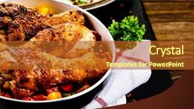  Presentation with fried foods - Cool new slide set with supper - fried drumsticks with potatoes backdrop and a red colored foreground