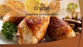  Presentation with grilled chicken - Audience pleasing PPT theme consisting of supper - grilled chicken drumsticks with vegetables backdrop and a yellow colored foreground