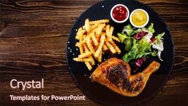  Presentation with grilled chicken - Colorful presentation theme enhanced with supper - grilled chicken leg with french backdrop and a wine colored foreground