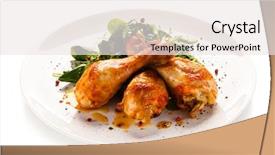  Presentation with chicken - PPT layouts with supper - roast chicken drumsticks on white background and a sky blue colored foreground