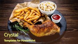  Presentation with hydroponics vegetables hydroponic vegetable - Presentation design featuring supper - roast chicken leg with chips background and a tawny brown colored foreground