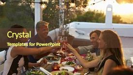  Presentation with dinner - Theme having supper - two couples making a toast background and a tawny brown colored foreground