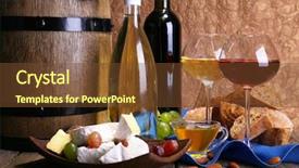  Presentation with camembert - Theme enhanced with supper consisting of camembert and brie cheese honey wine and grapes on napkin in basket and wine barrel on wooden table on brown background background and a tawny brown colored foreground