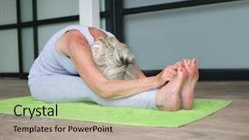  Presentation with yoga - PPT layouts having suppl - mature woman practicing yoga background and a mint green colored foreground