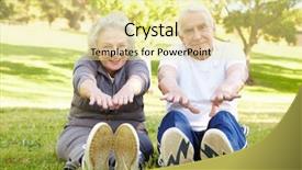  Presentation with senior couple - PPT theme enhanced with suppl - senior couple exercising background and a blonde colored foreground