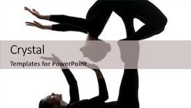  Presentation with women - Presentation theme with suppl - two women contortionist practicing gymnastic background and a light gray colored foreground