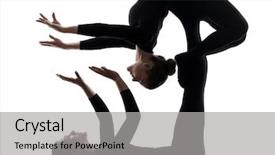  Presentation with women - Slides enhanced with suppl - two women contortionist practicing gymnastic background and a light gray colored foreground