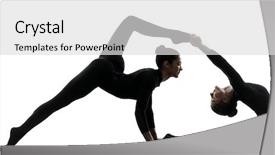  Presentation with women - Slide set with suppl - two women contortionist practicing gymnastic background and a light gray colored foreground