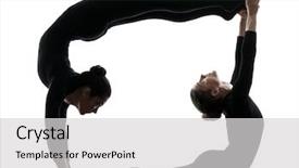  Presentation with women - Theme consisting of suppl - two women contortionist practicing gymnastic background and a light gray colored foreground