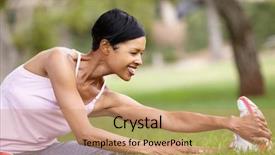  Presentation with park - Audience pleasing slide deck consisting of suppl - woman exercising in park backdrop and a  colored foreground