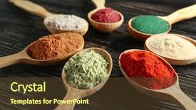  Presentation with supplement - Audience pleasing PPT theme consisting of supplement - different colorful superfood powders backdrop and a tawny brown colored foreground