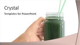  Presentation with mason jar - Amazing PPT theme having dietary supplement - woman's hand holding mason jar backdrop and a  colored foreground