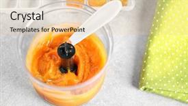  Presentation with light - PPT theme featuring supplementary feeding - blender with vegetable puree background and a lemonade colored foreground