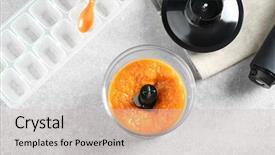  Presentation with light - Cool new PPT theme with supplementary feeding - blender with vegetable puree backdrop and a  colored foreground