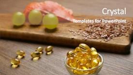 Presentation with oil - Slides enhanced with multivitamin - fish oil pills flax grain background and a coral colored foreground