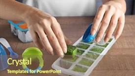  Presentation with frozen - Colorful theme enhanced with supplementary feeding - woman filling baby nibbler backdrop and a tawny brown colored foreground