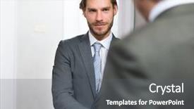  Presentation with shaking hands - Amazing slide set having suppliers meetings - businessmen shaking hands backdrop and a gray colored foreground